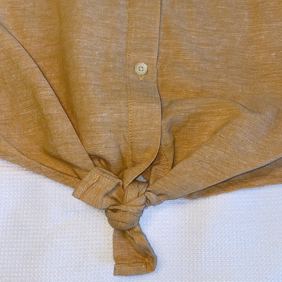 Madewell Woman’s Shirt Sleeve Tie Front Top Size XXS Style H9182 Yellow - Picture 7 of 11